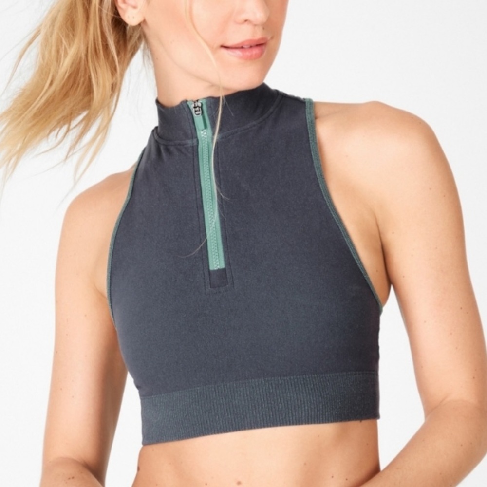 NWT Fabletics Kaylee Mock Neck Zip Up Sculptknit Top - L